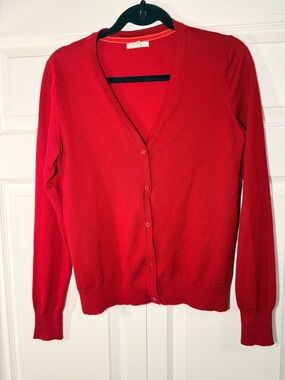 Maurices Red V-Neck Buttoned Cardigan